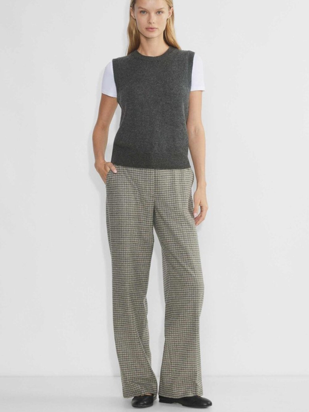 Aritzia Wilfred The Limitless Pant Precision Wool Plaid Trousers Size 6